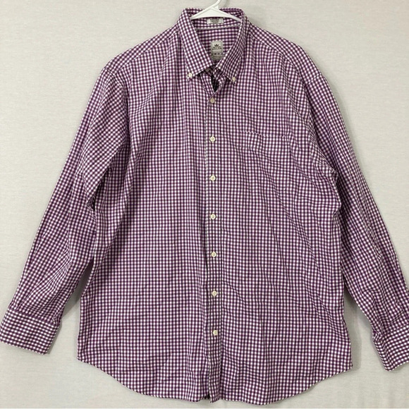 Peter Millar Other - Peter Millar Purple White Gingham Nanoluxe‎ Cotton Long Sleeve Button Down XL